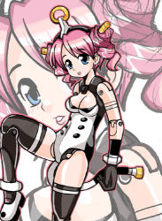 Rule 34 | 10s, blue eyes, breasts, busou shinki, doll joints, joints, large breasts, lowres, pink hair, solo, tail, thighhighs, twintails, vitulus
