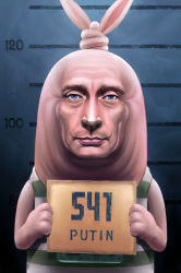 Rule 34 | 1boy, holding, holding sign, male focus, mugshot, name connection, no humans, parody, politician, putin (usavich), real life, russia, sakkan, sign, solo, usavich, vladimir putin, what