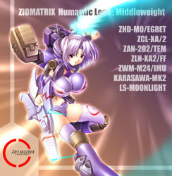 Rule 34 | armored core, armored core 2, breasts, cannon, energy gun, energy sword, ether master, from software, gun, large breasts, laser rifle, purple hair, red eyes, solo, sword, weapon