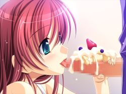 Rule 34 | artist request, blueberry, cake, censored, clothed sex, fellatio, food, fruit, gokkun, handjob, head, licking, nurse, oral, penis, red hair, strawberry, tagme, tongue