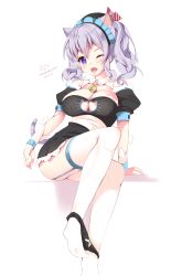Rule 34 | 10s, 1girl, 2017, absurdres, alternate costume, animal ears, bell, black panties, black skirt, bow, bow panties, breasts, cat cutout, cat ears, cat lingerie, cat tail, cleavage cutout, clothing cutout, dated, detached collar, detached sleeves, enmaided, garter straps, highres, jingle bell, kantai collection, kashima (kancolle), kemonomimi mode, large breasts, long hair, looking at viewer, maid, maid headdress, meme attire, miniskirt, natsumiya yuzu, one eye closed, panties, panty pull, puffy short sleeves, puffy sleeves, purple eyes, short sleeves, silver hair, simple background, skirt, smile, solo, tail, thighhighs, underwear, white background, white thighhighs