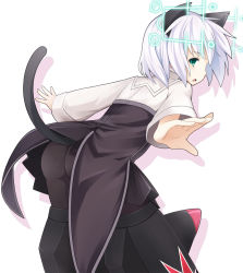 Rule 34 | 1girl, animal ears, ass, black pantyhose, cat ears, cat tail, chonbo (artist), hirschgeweih antennas, pantyhose, sanya v. litvyak, short hair, silver hair, solo, strike witches, striker unit, tail, world witches series