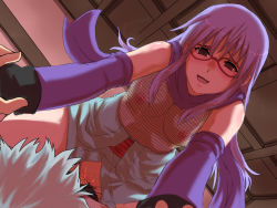 Rule 34 | 1boy, 1girl, :d, black gloves, blush, breasts, bridal gauntlets, brown eyes, clothed sex, fishnet top, fishnets, gintama, girl on top, glasses, gloves, hetero, highres, japanese clothes, light purple hair, long hair, lying, morisoba icchou, nipples, no bra, no panties, on back, open mouth, red-framed eyewear, sakata gintoki, sarutobi ayame, scarf, sex, short hair, silver hair, sitting, sitting on person, smile, solo focus, spread legs