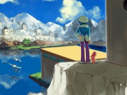 Rule 34 | 00s, 1boy, bad id, bad pixiv id, blue hair, cloud, creatures (company), day, game freak, gen 3 pokemon, gym leader, hat, luvdisc, male focus, mountain, nature, nintendo, ocean, pokemon, pokemon (creature), pokemon rse, reflection, scenery, sky, standing, tree, ucchii, wallace (pokemon), wingull