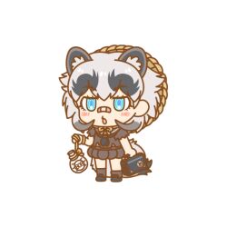 Rule 34 | 1girl, animal ears, extra ears, grey hair, inugami gyoubu (kemono friends), kemono friends, kemono friends pavilion, looking at viewer, official art, short hair, solo, tail, transparent background