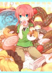 Rule 34 | 1boy, angel french, bad id, bad pixiv id, blue eyes, choco fashion, churro, colorful heart choco churro, doughnut, english text, food, french cruller, golden chocolate, highres, inazuma eleven (series), inazuma eleven go, incoming gift, kirino ranmaru, long hair, looking at viewer, male focus, mgmgkyun, mister donut, old-fashioned doughnut, oversized object, pastry box, pink hair, pon de lion, pun, sakura french, sketch, solo