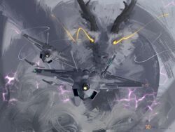 Rule 34 | 1other, aircraft, airplane, dated, dragon, dragon horns, eastern dragon, fighter jet, glowing, glowing eyes, highres, horns, j-20, jet, lightning, military, military vehicle, no humans, original, people&#039;s liberation army, people&#039;s liberation army air force, signature, vehicle focus, wpfxy