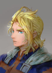 Rule 34 | 10s, 1boy, all might, aqua eyes, blonde hair, bodysuit, boku no hero academia, cape, cocoda, hair slicked back, looking at viewer, male focus, messy hair, parted lips, short hair, simple background, solo, sweat, upper body, yagi toshinori