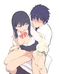 Rule 34 | 10s, 1girl, bad id, bad twitter id, black hair, bottomless, cardigan, clothed sex, eguegu, girl on top, gridman universe, highres, long hair, long sleeves, nipples, open clothes, open mouth, open shirt, reverse upright straddle, school uniform, sex, sex from behind, shirt, sitting, skirt, ssss.gridman, takarada rikka, white shirt