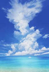Rule 34 | boat, cloud, day, derivative work, hatsuame, highres, no humans, ocean, outdoors, scenery, sky, summer, watercraft