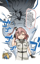 Rule 34 | 4girls, absurdly long hair, absurdres, abyssal jellyfish princess, abyssal ship, belt, black gloves, blue shirt, breast pocket, breasts, collar, cowboy shot, dress, escort water princess, eyepatch, floating hair, gambier bay (kancolle), gloves, glowing, glowing eye, glowing eyes, hair ornament, highres, kantai collection, large breasts, long hair, looking at viewer, looking back, multiple girls, one eye covered, open mouth, pocket, saratoga (kancolle), shirt, side ponytail, skirt, smokestack hair ornament, sweatdrop, tanbe (nabeya), translated, very long hair, white dress, white skirt