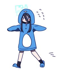 Rule 34 | 1girl, animal costume, aris (blue archive), blue archive, full body, hood, hooded jacket, jacket, penguin (tendouaris), penguin costume, solo, walking, white background