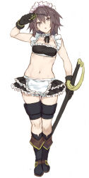 Rule 34 | 1girl, absurdres, alternate costume, alternate eye color, alternate hair color, apron, bad id, bad pixiv id, bikini, bikini top only, black bikini, black footwear, black gloves, boots, breasts, choker, commentary, enmaided, eyepatch, eyepatch pull, frilled apron, frilled bikini, frilled choker, frills, full body, gloves, goekawa, head tilt, highres, holding, holding weapon, kantai collection, kiso (kancolle), looking at viewer, maid, maid apron, maid bikini, maid headdress, miniskirt, open mouth, pulled by self, scar, scar across eye, scar on face, short hair, skirt, small breasts, standing, swimsuit, sword, thigh gap, thighs, unconventional maid, waist apron, weapon, white apron
