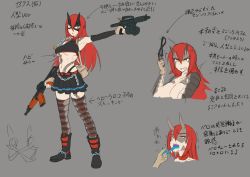 Rule 34 | 00s, 1girl, abs, anger vein, angry, belt, blue tongue, boots, breasts, cerastes, chain, character sheet, choker, cleavage, collar, domino mask, elbow gloves, fangs, fingerless gloves, forked tongue, gloves, gun, horns, humanization, lamia, long hair, looking at viewer, mask, midriff, mikoyan, monster girl, navel, original, panty straps, personification, rattlesnake, red hair, scales, skirt, slit pupils, taimanin (series), taimanin asagi, taimanin asagi kessen arena, tattoo, tears, text focus, thighhighs, toned, tongue, tongue grab, tongue out, translation request, trembling, underboob, weapon, yellow eyes