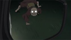 Rule 34 | 10s, 1boy, all fours, animated, animated gif, car, creepy, horror (theme), lowres, mirror, motor vehicle, o o, old, seikimatsu occult gakuin, vehicle, what