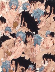 Rule 34 | 1boy, 1girl, bad id, bad tumblr id, barefoot, bite mark, biting own lip, black hair, blue hair, blush, breast sucking, breasts, closed eyes, completely nude, cum, cum on male, cunnilingus, embarrassed, erection, fairy tail, feet, fellatio, female pubic hair, fingering, fingerless gloves, french kiss, gajeel redfox, gloves, grabbing own breast, hair between eyes, handjob, heart, hetero, highres, irrumatio, kiss, levy mcgarden, licking, manly, medium breasts, multiple views, navel, nipple stimulation, nipple tweak, nipples, nude, one eye closed, oral, pectorals, penis, piercing, pubic hair, pussy, reverse suspended congress, rusky, sequential, sex, sex from behind, sitting, speed lines, spread legs, spread pussy, stomach, sweat, tattoo, uncensored