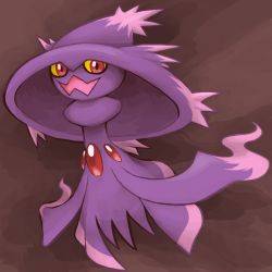 Rule 34 | brown background, colored sclera, colored skin, commentary, creature, creatures (company), english commentary, floating, full body, game freak, gen 4 pokemon, ghost, looking at viewer, mismagius, nintendo, no humans, open mouth, pokemon, pokemon (creature), pokemon dppt, purple skin, red eyes, simple background, solo, yellow sclera, zeefster