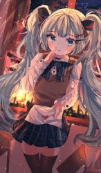 Rule 34 | 1girl, absurdres, bad id, bad pixiv id, blue eyes, blue hair, hand to own mouth, hatsune miku, highres, holding, holding letter, huge filesize, letter, love letter, open mouth, plaid, plaid skirt, school uniform, skirt, twintails, vocaloid, wine (2148 wine)