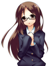 Rule 34 | 00s, 1girl, blazer, female focus, glasses, jacket, k-on!, nana (732 kaiten), school uniform, simple background, solo, yamanaka sawako