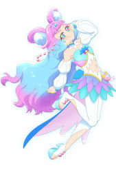 Rule 34 | 1girl, absurdres, back bow, blue bow, blue eyes, blue footwear, blue hair, blue nails, bow, brooch, closed mouth, clothing cutout, cure la mer, detached collar, double bun, eyelash ornament, fingernails, full body, gradient hair, hair bun, hair intakes, heart, heart in eye, highres, jewelry, laura la mer, layered skirt, looking at viewer, magical girl, multicolored clothes, multicolored eyes, multicolored hair, multicolored skirt, nail polish, navel cutout, pantyhose, pearl hair ornament, precure, purple eyes, purple hair, purple nails, shoes, simple background, skirt, smile, solo, symbol in eye, thick eyebrows, thick eyelashes, tiler (tiler00), toeless legwear, toenail polish, toenails, tropical-rouge! precure, two-tone hair, white background, white pantyhose, white sleeves