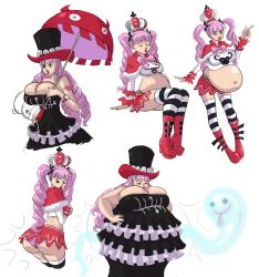 Rule 34 | 1girl, ass, axel-rosered, breasts, cleavage, ghost, highres, one piece, panties, perona, pink hair, pregnant, solo, underwear