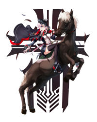 Rule 34 | 1girl, absurdres, arm up, azur lane, black cape, black footwear, black hat, black thighhighs, blue eyes, boots, breasts, cape, chinese commentary, closed mouth, cross, feathers, full body, gloves, hat, highres, holding, holding leash, holstered, horse, horseback riding, iron blood (emblem), iron cross, leash, legs, long hair, long sleeves, looking at viewer, medium breasts, military hat, peaked cap, pink hair, riding, seydlitz (azur lane), seydlitz art, sitting, smile, solo, sword, thigh boots, thighhighs, thighs, uniform, weapon, white background, white gloves