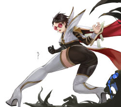 Rule 34 | 1girl, absurdres, ass, boots, cape, glasses, high heel boots, high heels, highres, league of legends, red-tinted eyewear, red-tinted glasses, sentinel vayne, short hair, sunglasses, thigh boots, thighhighs, tinted eyewear, vayne (league of legends), white heels