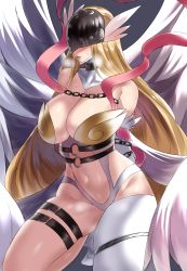 Rule 34 | absurdres, angel, angewomon, belt, chain, chained, chain, digimon, highres, mask, wings
