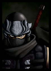 Rule 34 | 1boy, dead or alive, green eyes, looking at viewer, male focus, mask, night, ninja, ninja gaiden, ryu hayabusa, weapon