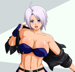 Rule 34 | 1girl, angel (kof), blush, breasts, cleavage, makani kohitujito, smile, snk, solo, the king of fighters
