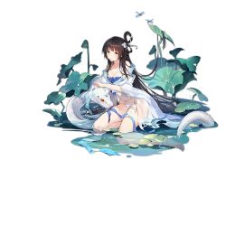 Rule 34 | 1girl, assault rifle, bare legs, barefoot, breasts, brown eyes, brown hair, bullpup, cleavage, closed mouth, collarbone, dress, flower, full body, girls&#039; frontline, gun, hair flower, hair ornament, halloween, large breasts, legs, long hair, looking at viewer, lotus, military, military vehicle, motor vehicle, official art, on water, qbz-95, rifle, smile, snake, solo, tank, thighs, toes, torn clothes, torn dress, transparent background, trick or treat, type 95 (girls&#039; frontline), type 95 (white lotus in limpid waters) (girls&#039; frontline), type 95 ha-gou, weapon, wet, white dress