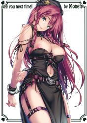 Rule 34 | 1girl, absurdres, arms behind back, bare shoulders, belt, black bow, black dress, blush, bow, braid, breasts, clothing cutout, cuffs, dress, earrings, gothic lolita, hair bow, handcuffs, hat, head tilt, heart, highres, hong meiling, jewelry, large breasts, lolita fashion, long hair, looking at viewer, monety, navel, navel cutout, nipple slip, nipples, no bra, non-web source, open mouth, red hair, scan, simple background, solo, standing, star (symbol), thigh strap, touhou, twin braids, very long hair