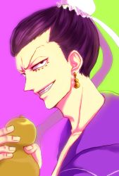 Rule 34 | 1boy, bacchus groh, black hair, earrings, fairy tail, highres, jewelry, male focus, smile, solo