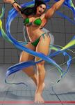 Rule 34 | 1girl, 3d, animated, asymmetrical hair, bikini, black hair, bouncing breasts, breasts, cleavage, cornrows, large breasts, laura matsuda, lightning, long hair, navel, solo, street fighter, street fighter v, swimsuit, video, video