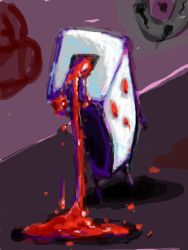 Rule 34 | abstract background, bleeding, blood, creepy, horror (theme), injury, leaning, masamune (eight5050), no humans, pool of blood, red eyes, solo, surreal, tokuto-kun, yume nikki