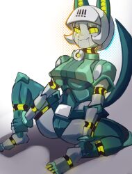Rule 34 | 1girl, absurdres, android, barefoot, cat girl, grabbing own ankles, highres, moxydraws, robo-fortune, robot, sitting, skullgirls, smile, solo, spread legs, yellow eyes