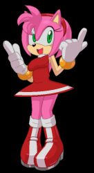 Rule 34 | 1girl, amy rose, animal ears, animal nose, backless dress, backless outfit, black background, body fur, boots, breasts, double finger gun, dress, female focus, finger gun, full body, furry, furry female, gloves, green eyes, hairband, hands up, happy, jaggy lines, knee boots, legs together, looking at viewer, medium breasts, oekaki, open mouth, pigeon-toed, pink fur, pink hair, red dress, red footwear, red hairband, rockthebull, short dress, short hair, sidelocks, sideways mouth, simple background, sleeveless, sleeveless dress, smile, solo, sonic (series), standing, teeth, thighs, white gloves, wide-eyed