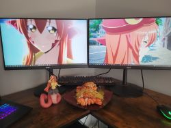 Rule 34 | 1girl, 2d dating, absurdres, breasts, commentary, computer, desk, english commentary, food, hair between eyes, hat, highres, keyboard (computer), lamia, laptop, large breasts, lobster tail, long hair, miia (monster musume), monitor, monster girl, monster musume no iru nichijou, mouse (computer), noodles, photo (medium), pleated skirt, red hair, red headwear, scampi, shrimp, skirt, smile, snake tail, tail, valentine, very long hair, yellow eyes