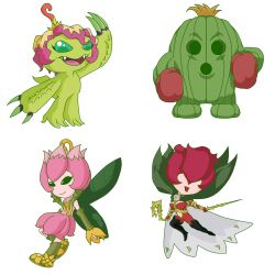 Rule 34 | absurdres, boxing gloves, cactus, cape, covered eyes, digimon, digimon (creature), fairy, flower, highres, lilimon, mask, monster girl, palmon, petals, plant, plant girl, rosemon, sharp teeth, spines, teeth, togemon