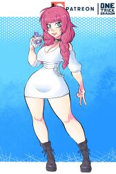 Rule 34 | 1girl, blue eyes, blush, digimon, digivice, female focus, looking at viewer, original, solo