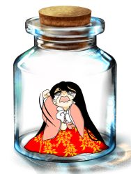 Rule 34 | 1girl, black hair, bottle, bottle meme (pixiv), crying, crying with eyes open, female focus, houraisan kaguya, in bottle, in container, jar, long hair, potechi (sympathy66685), solo, tasukete eirin, tears, touhou, wavy mouth