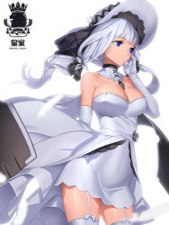Rule 34 | 1girl, absurdres, anchor symbol, azur lane, bad id, bad pixiv id, blue eyes, blunt bangs, blush, breasts, cleavage, dress, elbow gloves, feathers, floating hair, garter belt, garter straps, gloves, hair ornament, hair ribbon, hand on own cheek, hand on own face, hat, highres, illustrious (azur lane), large breasts, long hair, looking away, low twintails, machinery, red ff0000, red theme, ribbon, rigging, sidelocks, simple background, smile, solo, sun hat, thighhighs, thighs, twintails, white background, white dress, white gloves, white hair, white hat, white theme, white thighhighs, wind, wind lift