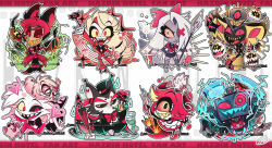 Rule 34 | 5girls, 6+boys, :d, alastor (hazbin hotel), angel dust, animal ears, animal nose, antlers, apron, arm up, arms up, artist name, banknote, belt, black bow, black bowtie, black choker, black footwear, black hair, black headwear, black jacket, black pants, black sclera, black skin, blonde hair, blue jacket, bomb, boots, bottle, bow, bowtie, brown fur, bug, card, cat boy, cat ears, chain, charlie morningstar, cherri bomb, chibi, choker, circle facial mark, claws, closed mouth, coat, collared shirt, colored sclera, colored skin, commentary request, copyright name, cyclops, deer antlers, deer boy, deer ears, dress, drinking, duster, earrings, egg, egg bois, electricity, electrokinesis, explosive, extra arms, eyeball, eyepatch, eyes visible through hair, eyeshadow, facial mark, fangs, fat nuggets, feather duster, fingerless gloves, freckles, frilled apron, frills, frown, full body, furry, furry male, gloves, goggles, goggles on headwear, gold teeth, gradient hair, grey hair, grey skin, grin, hair bow, hair over one eye, half updo, hand on own cheek, hand on own face, hand on own hip, hat, hazbin hotel, heart, heart-shaped eyewear, high heel boots, high heels, highres, holding, holding bomb, holding bottle, holding needle, holding polearm, holding weapon, horns, husk (hazbin hotel), jacket, jewelry, joker (playing card), lamia boy, leaning forward, lit fuse, long hair, long sleeves, looking at viewer, maid apron, makeup, mikanmochi, mismatched sclera, money, monocle, monster boy, monster girl, multi-tied hair, multicolored hair, multiple boys, multiple girls, musical note, needle, niffty (hazbin hotel), object head, one-eyed, open clothes, open jacket, open mouth, outline, pants, pig, pink-tinted eyewear, pink dress, pink eyes, pink gloves, pink hair, pink jacket, pink sclera, playing card, poker chip, polearm, puddle, purple gloves, purple thighhighs, red bow, red bowtie, red coat, red eyes, red eyeshadow, red hair, red pants, red sclera, red shirt, red wings, sharp teeth, shirt, short hair, short sleeves, signature, silk, simple background, sir pentious, sitting, skull earrings, smile, snake boy, solid eye, sparkle, spear, spider web, stab, staff (music), striped clothes, striped coat, striped jacket, symbol-shaped pupils, teeth, television, thigh boots, thighhighs, tinted eyewear, top hat, torn bow, traditional bowtie, treble clef, two-tone fur, two-tone hair, umbrella, vaggie, valentino (hazbin hotel), velvette (hazbin hotel), vertical-striped clothes, vertical-striped jacket, very long hair, vox (hazbin hotel), water drop, watermark, weapon, white apron, white background, white belt, white footwear, white fur, white gloves, white outline, wing collar, wings, x-shaped pupils, yellow eyes, yellow pupils, yellow sclera, yellow teeth