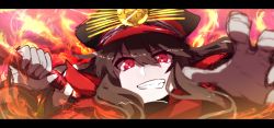 Rule 34 | 1girl, absurdres, bad id, bad twitter id, black hair, black hat, blurry, blurry foreground, commentary request, depth of field, family crest, fate/grand order, fate (series), glowing, glowing eyes, grin, hair between eyes, hat, head tilt, highres, holding, holding sword, holding weapon, katana, koha-ace, letterboxed, long sleeves, looking at viewer, military hat, oda nobunaga (fate), oda nobunaga (koha-ace), oda uri, peaked cap, protected link, red eyes, sketch, smile, solo, sword, wada kazu, weapon