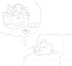 Rule 34 | cat, coffee cup, cup, digimon, digimon (creature), disposable cup, dreaming, sleeping, solo, tail, wanyamon