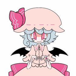 Rule 34 | + +, 1girl, :&gt;, :d, ^ ^, animated, animated gif, bat wings, blinking, blue hair, blush, blush stickers, bow, chibi, closed eyes, collared shirt, dress, emofuri, eyelashes, flapping, happy, hat, hat bow, hat ribbon, head tilt, hijiri (xxhizirixx), large bow, looking at viewer, looking to the side, lowres, md5 mismatch, mob cap, no nose, open mouth, own hands together, pink dress, pink shirt, puffy short sleeves, puffy sleeves, red eyes, remilia scarlet, ribbon, ribbon trim, sharp teeth, shirt, short hair, short sleeves, shy, simple background, skirt, smile, solo, teeth, touhou, ugoira, upper body, white background, wings, wrist cuffs