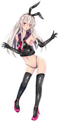 Rule 34 | 10s, 1girl, :o, alternate color, alternate eye color, alternate hair color, bad anatomy, bare shoulders, black gloves, black panties, blush, breasts, clitoris slip, crop top, curvy, elbow gloves, gloves, hairband, high heels, highleg, highleg panties, highres, kantai collection, latex, leaning forward, long hair, looking at viewer, navel, panties, pink footwear, pink heels, puririn, purple eyes, pussy, pussy peek, sailor collar, shimakaze (kancolle), shiny clothes, shoes, silver hair, simple background, small breasts, solo, thighhighs, underwear, white background