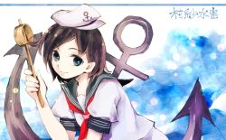 Rule 34 | 1girl, anchor, aqua eyes, black hair, female focus, hat, hishaku, makuwauri, murasa minamitsu, sailor, sailor hat, short hair, short sleeves, smile, solo, touhou