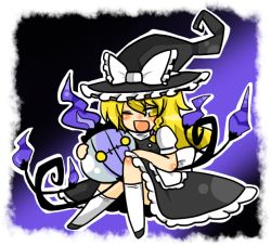 Rule 34 | 1girl, apron, bad id, bad pixiv id, blonde hair, blush, bow, braid, female focus, hat, hat bow, kirisame marisa, long hair, open mouth, puffy sleeves, reio, short sleeves, side braid, single braid, solo, touhou, wink, witch hat, yellow eyes