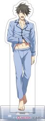 Rule 34 | 1boy, ahoge, akuno hideo, barefoot, breast pocket, feet, full body, hand under clothes, hand under shirt, idolmaster, idolmaster side-m, male focus, navel, official art, open mouth, pajamas, pants, pocket, shirt, toenails, toes